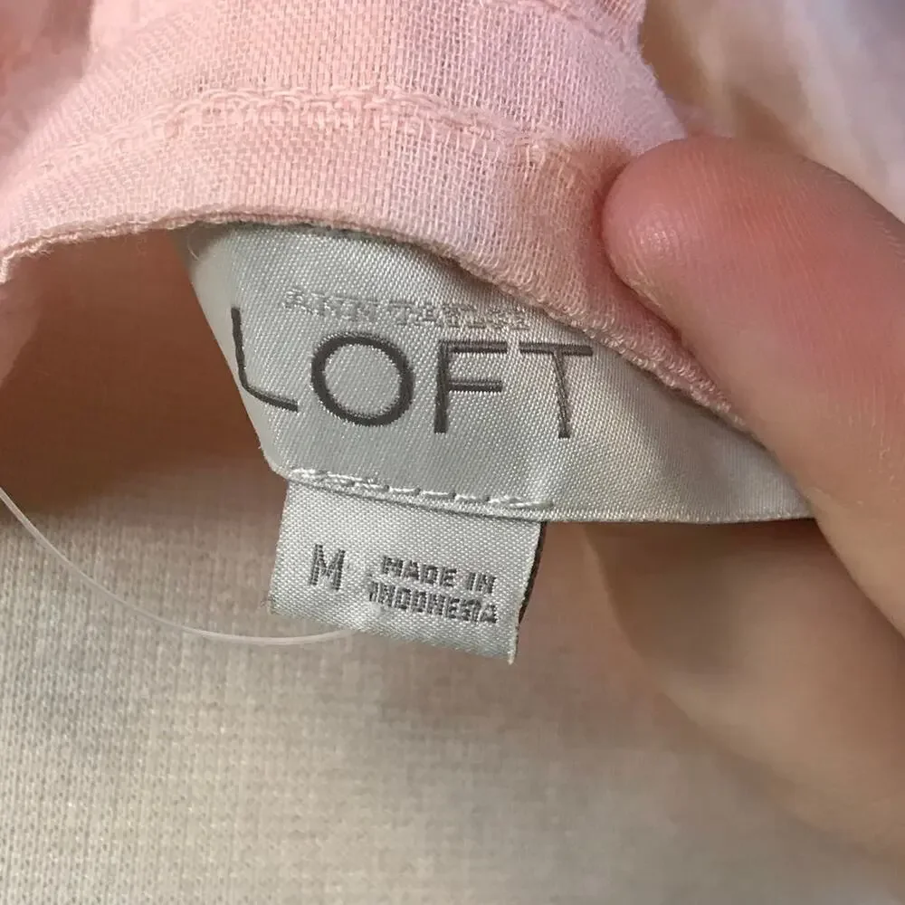 Loft • Crochet Stripe Pink Blouse
